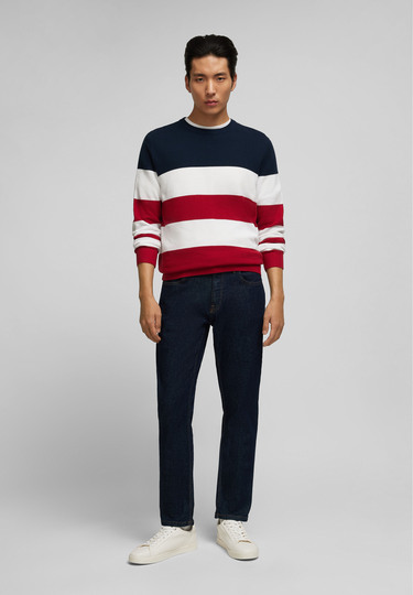 Colour Blocking Pullover, chili Detailansicht 2