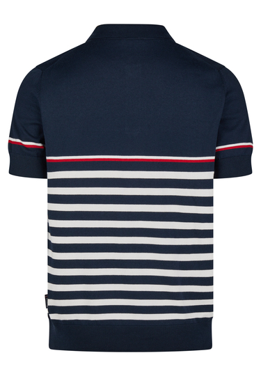 KNIT POLOSHIRT, Midnight blue Rückansicht