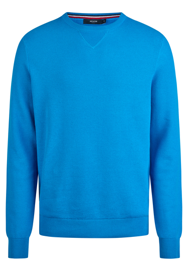 Basic Strickpullover mit Rundhalsausschnitt, Cornflower Frontansicht