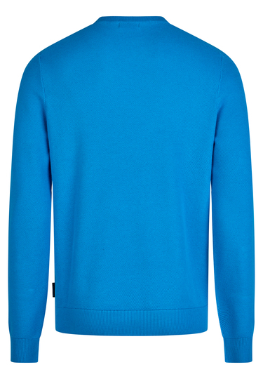 Basic Strickpullover mit Rundhalsausschnitt, Cornflower Rückansicht