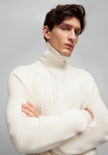 Rollkragen-Pullover, ivory 