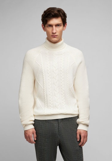 Rollkragen-Pullover, ivory 