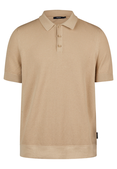 KNIT POLO, Sand Frontansicht