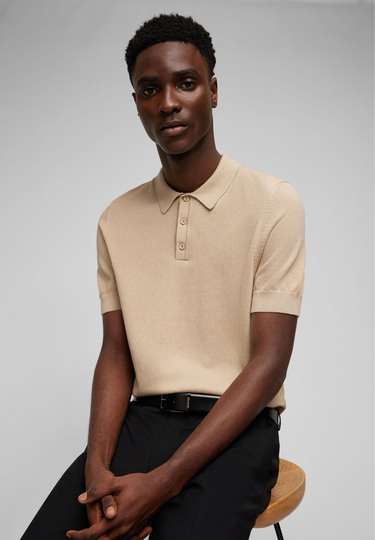 KNIT POLO, Sand 