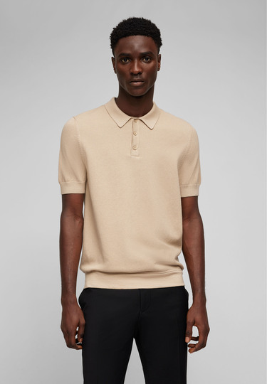 KNIT POLO, Sand 