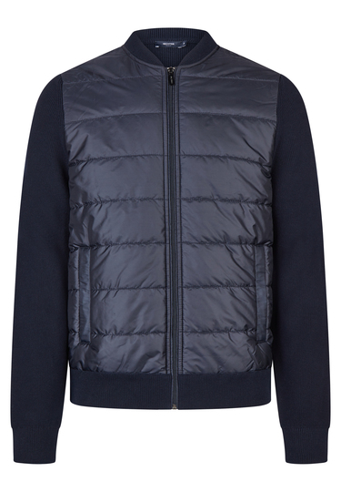 Strick Hybrid Jacke, midnight blue Frontansicht