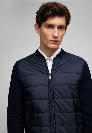 Strick Hybrid Jacke, midnight blue 