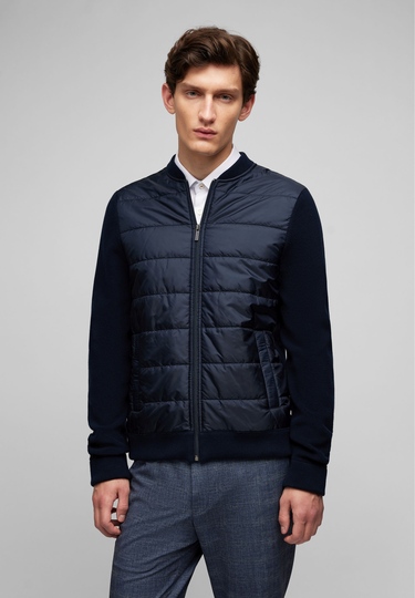 Strick Hybrid Jacke, midnight blue 