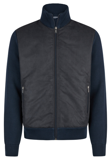 KNIT ZIP JACKET, midnight blue Frontansicht