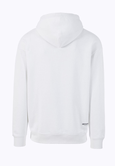 Sweat Hoodie aus Baumwolle mit Logo Print, white Rückansicht