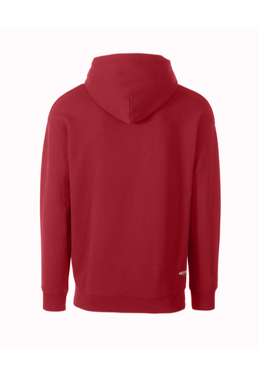 Cotton sweat hoodie with logo print, chili Rückansicht