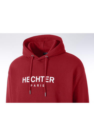 Cotton sweat hoodie with logo print, chili Detailansicht 1