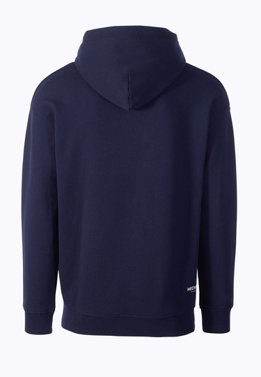 Cotton sweat hoodie with logo print, midnight blue Rückansicht