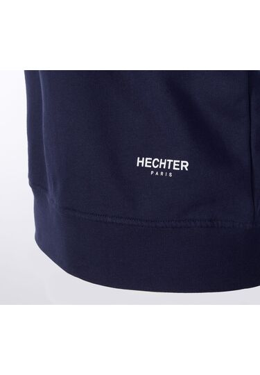Cotton sweat hoodie with logo print, midnight blue Detailansicht 2