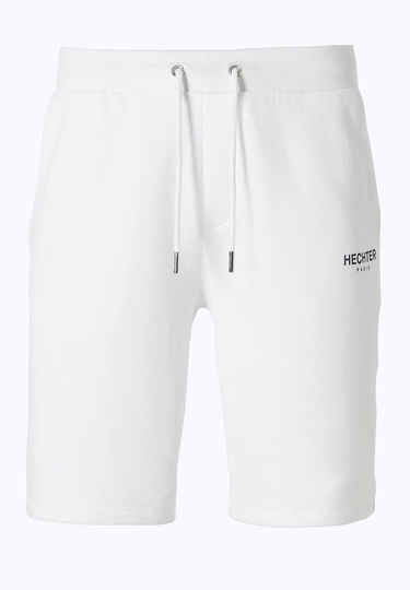 Pure cotton shorts with small logo print, white Frontansicht