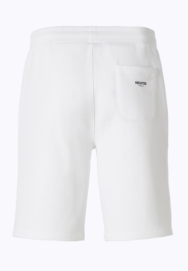 Pure cotton shorts with small logo print, white Rückansicht