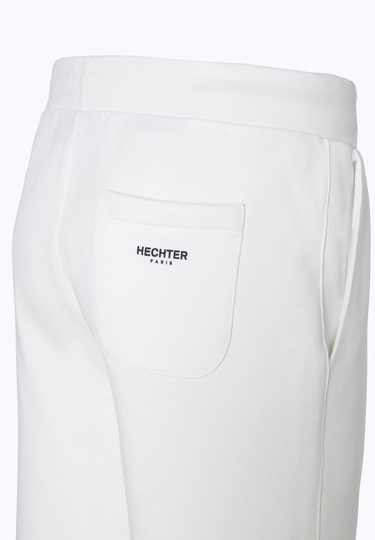 Pure cotton shorts with small logo print, white Detailansicht 1