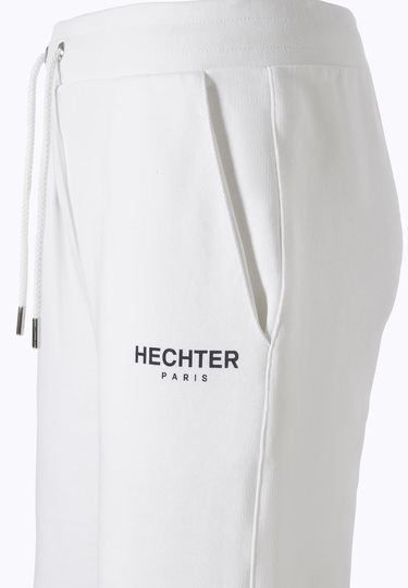 Pure cotton shorts with small logo print, white Detailansicht 2
