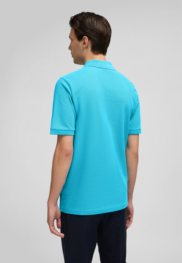 Piquee-Poloshirt, turquoise Rückansicht