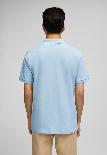 Piquee-Poloshirt, light blue Rückansicht
