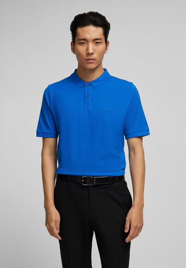 Piquee-Poloshirt, cornflower 