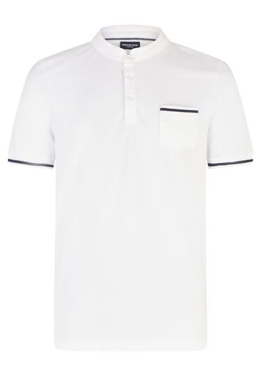 Basic Jersey Polo, white Frontansicht