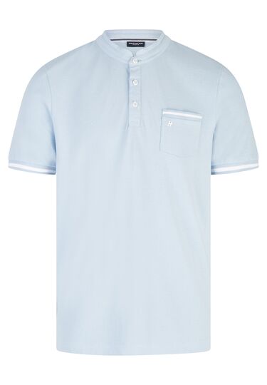 Basic Jersey Polo, sky blue Frontansicht