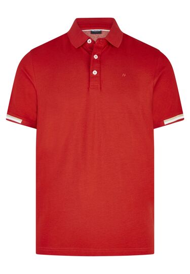 Basic Jersey Polo, chili Frontansicht