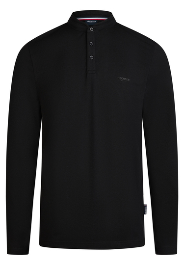 POLO LONGSLEEVE, Black Frontansicht
