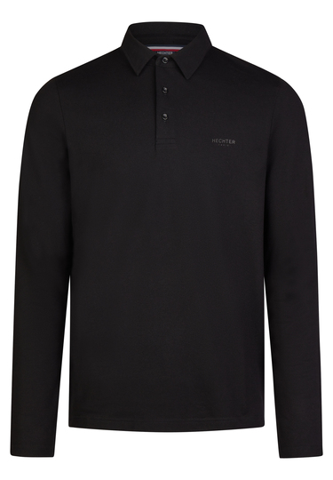 POLO LONGSLEEVE, Black Frontansicht
