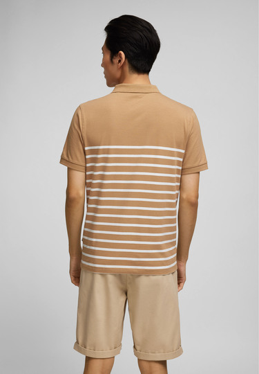 Jersey Poloshirt, camel Rückansicht