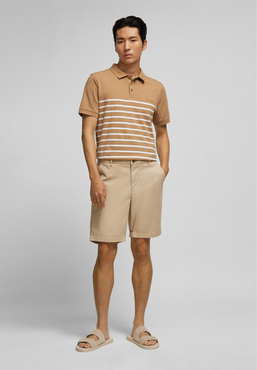 Jersey Poloshirt, camel Detailansicht 2