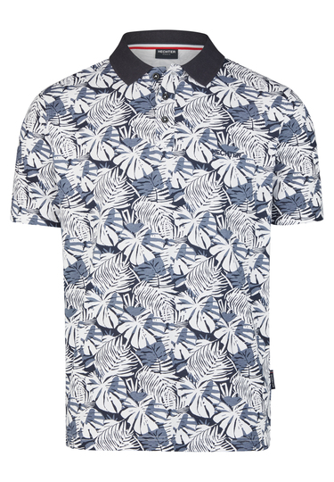 Floral polo shirt, midnight blue Frontansicht