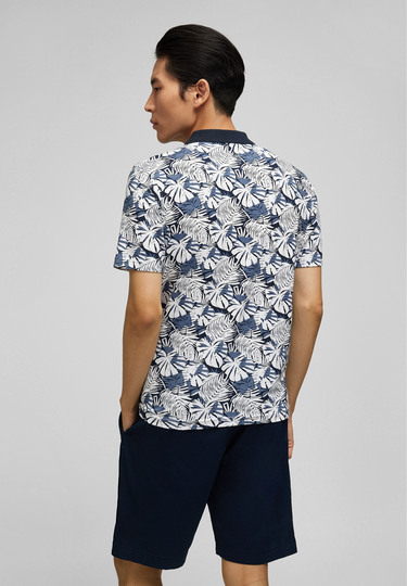 Floral polo shirt, midnight blue Rückansicht