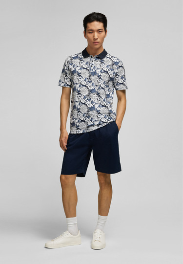 Floral polo shirt, midnight blue Detailansicht 2
