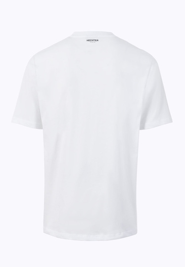T-Shirt aus Stretch-Baumwolle mit Logo Print, white Rückansicht