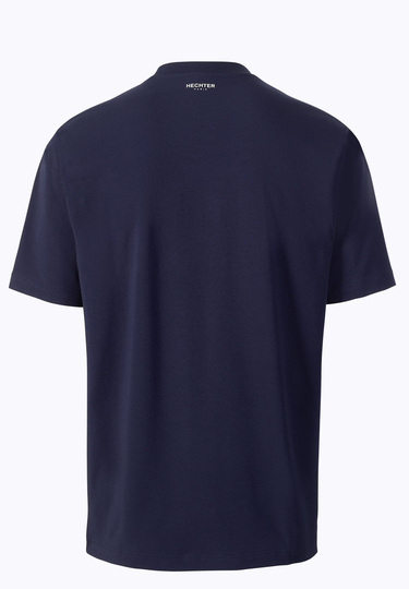T-Shirt aus Stretch-Baumwolle mit Logo Print, midnight blue Rückansicht