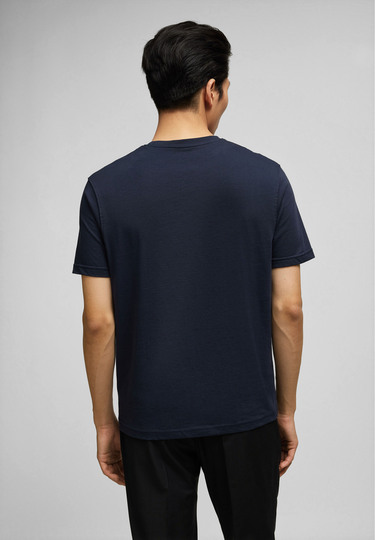 Zeitloses T-Shirt mit dezenter Logo-Stickerei Doppelpack, navy Rückansicht