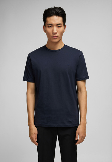 Zeitloses T-Shirt mit dezenter Logo-Stickerei Doppelpack, navy