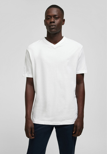 Klassisches T-Shirt mit V-Neck Doppelpack, white